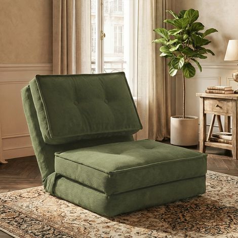 Fabulcozy Schlafsofa, 1-Sitzer Schlafsofa mit verstellbarer Rückenlehne – Modulares Sofa für Wohnzimmer, Schlafzimmer oder Studio – Bezug aus Cordstoff, Abnehmbar Stahlrahmen – 205 × 70 × 12 cm – Hell