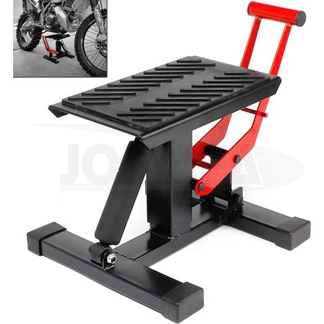 Caballete Tipo Soporte Elevador de Motocross con sistema hidraulico, para Enduro y Moto de Campo. Plataforma Tipo Peana Universal para Reparación y Estacionamiento, 150KG (1/5)