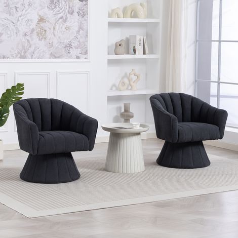 REDOM Poltrona relax 70x66x72cm, girevole e ergonomica, seduta e schienale imbottiti, base stabile, grigio scuro, per ufficio e casa (1/5)
