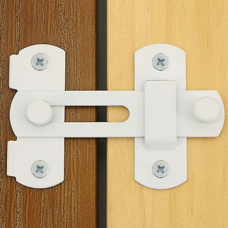 Cerradura de palanca para puerta corredera, pestillo de seguridad con perno y tornillos para puerta, ventana, armario y jardín, acero inoxidable blanco brillante. (1/5)