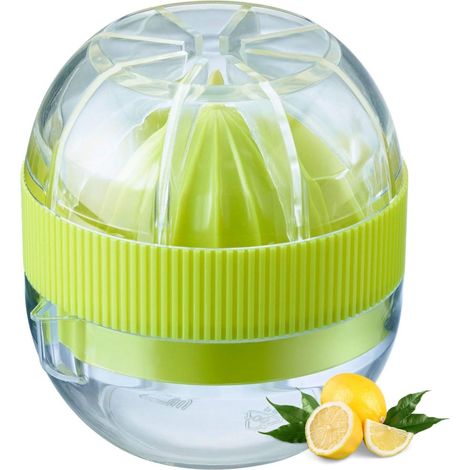 Petit presse-agrumes avec récipient et couvercle, diamètre : 7,2 cm, capacité : 50 ml, plastique, Fresh and Fruity, transparent/vert, 30932280, Kunststoff, Klein (1/5)