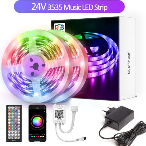 15 m Guirlande LED RGB extérieur, bande lumineuse flexible 24 V avec appli mobile et synchronisation musique, décoration chambre et salon (1/5)
