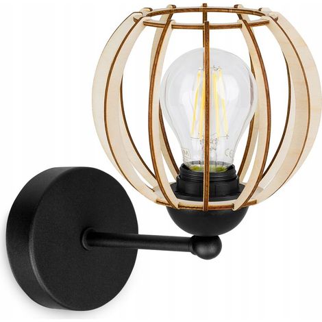 Applique murale plafonnier abat-jour en bois LED (1/5)
