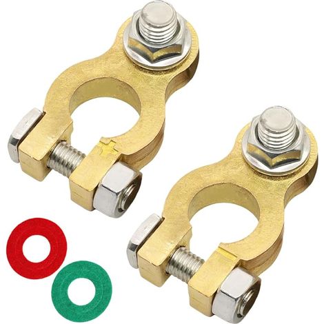 2 Pcs Borne Connecteurs, Cosses M8 Boulons, Bornes Heavy Duty Épaissi Bronze Pur, Tampon Anti-Corrosion Pour Auto Bateau Moto