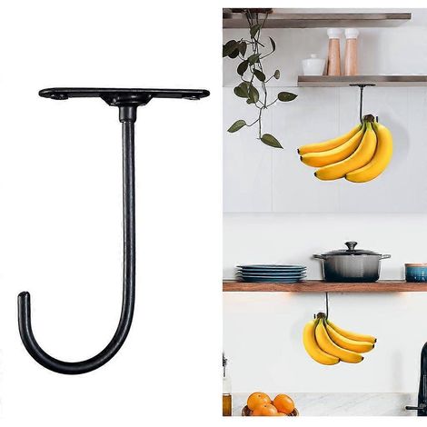 Crochet porte-bananes à suspendre sous un meuble pour ustensiles de cuisine, serviettes, etc. (1/4)