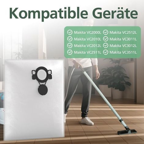 Lot de 16 sacs d'aspirateur compatibles avec Makita VC2512L VC2000L VC2010L VC2012L VC2511L VC3011L VC3012L VC3511L (1/3)