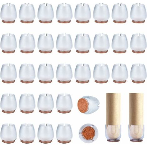 12-16mm Protection pour Meubles, 80 Pièces Silicone Transparent Embout de Chaise pour Les Jambes Rondes de Chaise