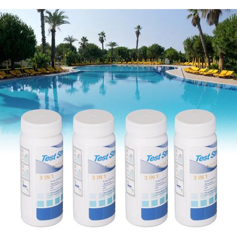 3-in-1-Teststreifen für Schwimmbadwasser, Thermalwasser, pH-Wert, Chlor, Alkalität, Brom und Härte (200 Streifen) - Wasserqualitätstest (pH-Wert) (1/5)
