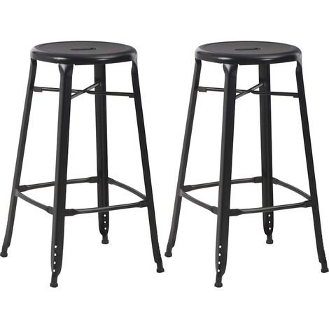 vidaXL Bar Stools 2 pcs Black Steel (1/5)