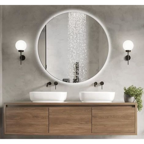 BD ART LED Miroir de Salle de Bains Luna 70 cm Rond, Salle de Bain Miroir Mural avec éclairage, à Froid de Couleur de la L ère B147