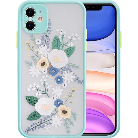 Coque iPhone 11 - Dos Polycarbonate Dépoli Translucide avec Motif Floral 3D - Bords TPU Souple Antichoc - Compatible Charge Sans Fil - 1 Pièce (1/5)