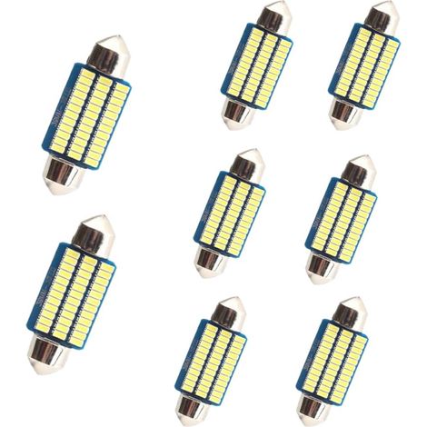 Luz LED para interior de coche, 8 unidades, 39 mm, 500 lúmenes, 3 vatios, 36 MSD, 12 V, Plug and Play, luz de techo LED, bombilla LED tipo festón, xenón, blanca (1/3)