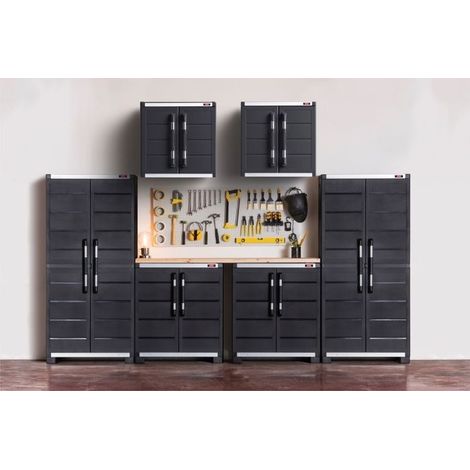 ARMADIO RESINA KETER GARAGE BASSO NERO L89 P54 H99CM (1/5)