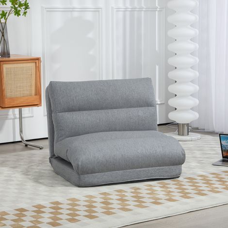 Poltrona da pavimento pieghevole, schienale a 6 posizioni, funzione letto, 70 x 41 x 56 cm, grigia (1/5)