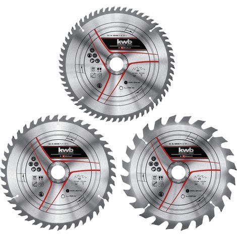 kwb Einhell - Set di 3 lame per sega circolare, 250 x 30 mm, accessori per seghe (3 lame per sega HM, diametro 250 x 30 mm, 1 x 24 Z, 1 x 42 Z, 1 x 60 Z, adatte per seghe circolari Einhell e (1/5)
