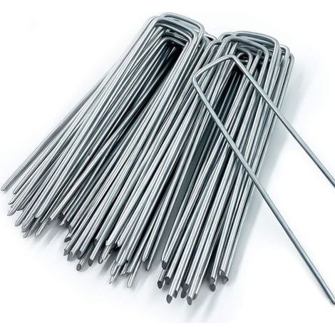 Piquets de fixation en acier galvanisé 150 mm – Lot de 50 pièces – Pour toiles de paillage et grillages – Ø 3 mm, largeur 30 mm (1/5)