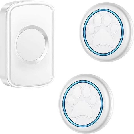 Hunde-/Katzenglocke mit wasserdichtem Touch-Knopf, Bewegungsmelder, EU-Stecker, weiß, ideal für die Stubenreinheitserziehung. (1/5)