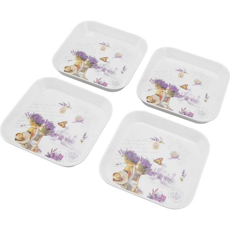 4 pièces assiettes à fruits multifonctionnelles pour dessert, école, restaurant, rangement, plateau à os, couleur lavande (1/5)