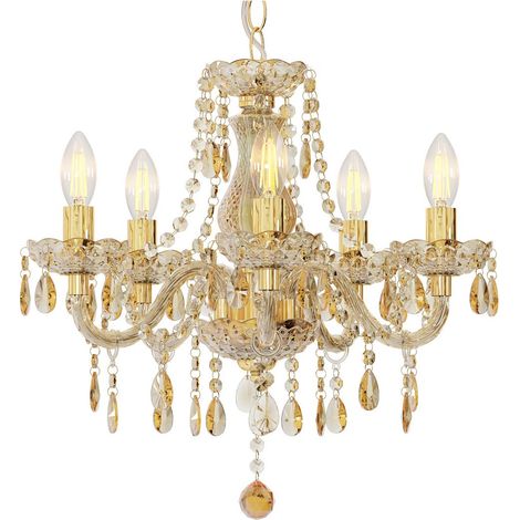 Lámpara colgante - dorado - MARIE - metal - Ø 48cm - E14 - (1/4)