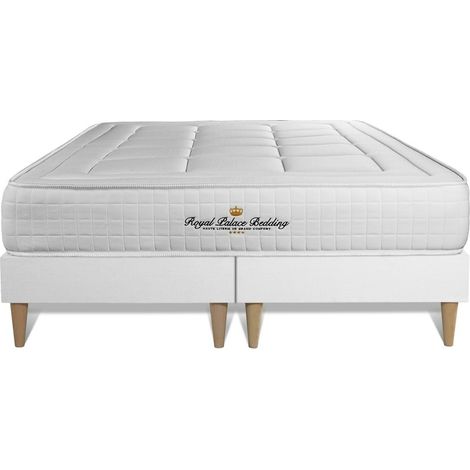 Base tapizada blanco + Colchón con espuma viscoelástica 180 x 200