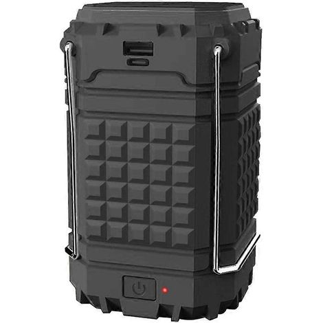 Lanterne de camping solaire rechargeable à piles, lampe LED pour les pannes de courant, noire (1/5)