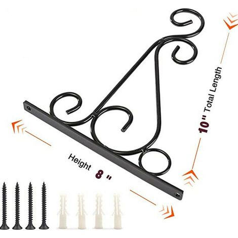 Halterungen für Hängekörbe, Wandhaken aus Eisen, Metallhalterungen zum Aufhängen im Freien mit Schrauben, Gartendeko für Pflanzen, Laternen, Windspiele (2 Stück) (1/3)