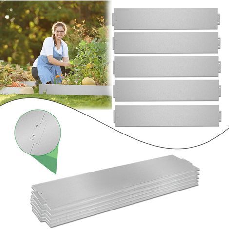 Bordure de jardin Métal Flexible Barrière Frontière de Jardin Plante Pelouse Métal Galvanisé(Longueur 10m - 100x18cm, 10pcs) HENGMEI-DOU