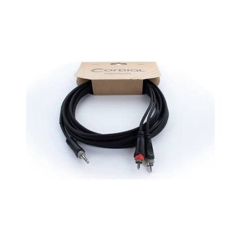 Adaptateur Y Cordial 14854 Jack / Cinch-RCA audio [1x Jack mâle 3.5 mm - 2x Cinch-RCA mâle] 1 m noir (1/5)