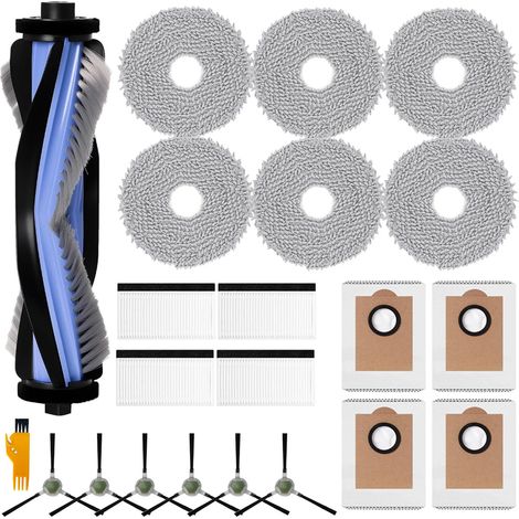 Accessoires pour LEFANT M3 Max Aspirateur, 1 brosse principale, 4 filtres, 4 sacs de poussière, 6 Chiffon, 6 brosses latérales, M3 Max pièces détachées 22 pièces (1/5)