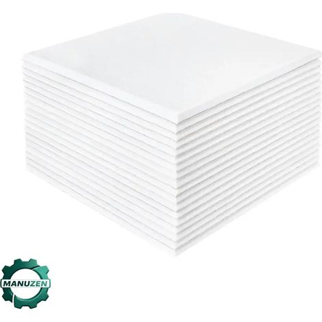Manuzen - 18 panneaux acoustiques autocollants 30 × 30 cm en polyester — Blanc — 18 panneaux Carré 0,9 cm (1/5)