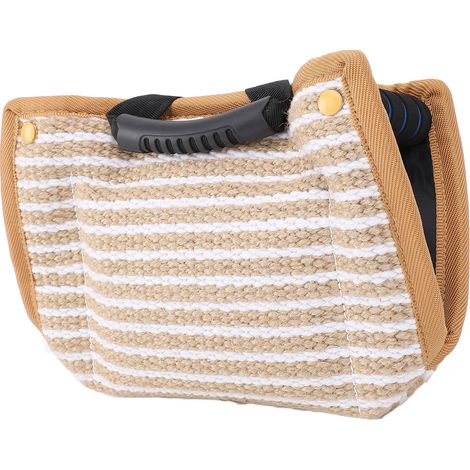 Coussin de morsure pour l'entraînement canin, jouet interactif résistant aux déchirures, tapis en jute, manchon de morsure pour chien avec poignées (1/5)