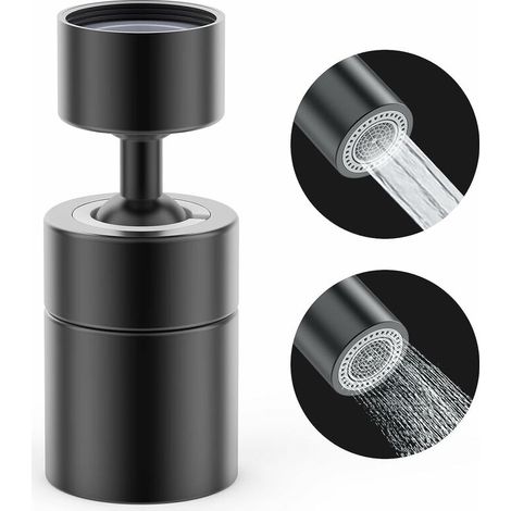 360° Pivotant Aérateur Robinet 2 Modes Réglable Cuisine Robinet En Laiton Massif Interrupteur Tournant Douche Moussante Filtre Adaptateur Économiseur Pour Toilette Salle De Bain (Robinet Laqué) (1/5)