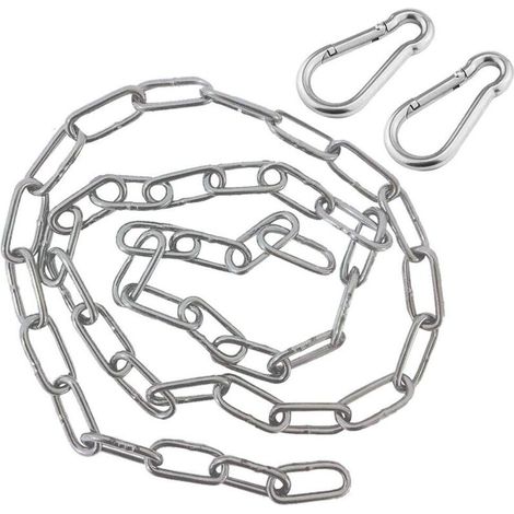 Chain with Two Carabiners - 1m Stainless Steel Hanging Chair Chain - Hanging Chair Extension Chain