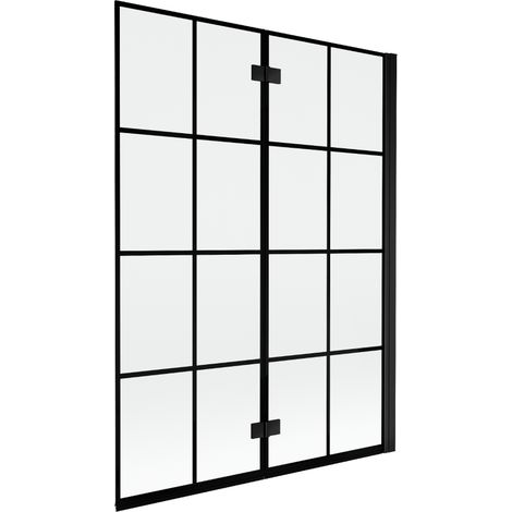 Mexen Mist paroi de baignoire 2 volets droite 130 x 150 cm, grille noire, noir - 8A9-130-002-70-77-P (1/5)