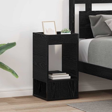 vidaXL  End Table  2 pcs Black Oak 30 x 30 x 56 cm Engineered Wood
