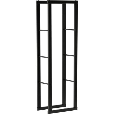 Kaminholzregal 40x25x100 cm, pulverbeschichteter Stahl, schwarz (1/3)