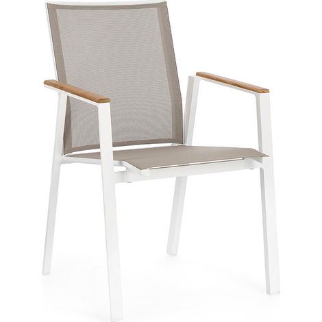 Poltrona "Cameron" da esterno in alluminio verniciato a polvere con dettagli in Teak -4 Pezzi / Antracite (1/4)