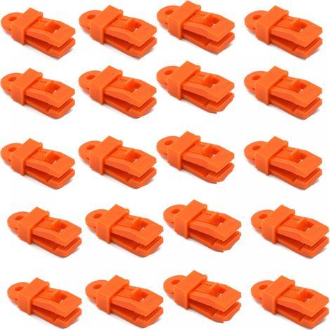 Set of 20 adjustable tent tarp clips, sturdy and versatile, for awnings, outdoor tents, canopies and camping, orange (1/5)