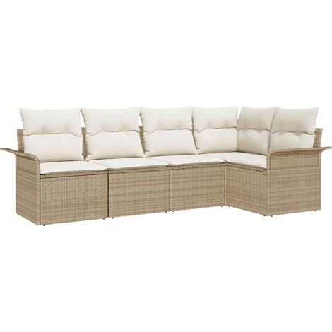 Maison Exclusive - Gartensofa-set mit Speicher 5 pcs Beige Poly-R
