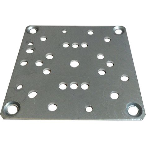 Zurfluh Feller – Plaque support 100x100 – Tôle acier galvanisée 2,5 mm – Fixation moteurs MSI et supports B104/B100GA – Entraxes 44 pour coffres tunnels