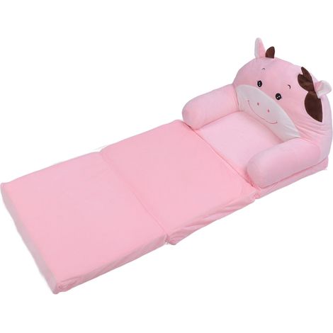 Canapé pliable pour enfants, motif vache rose, doux et confortable, idéal pour les garçons et les filles, avec 3 niveaux de couchage. (1/5)