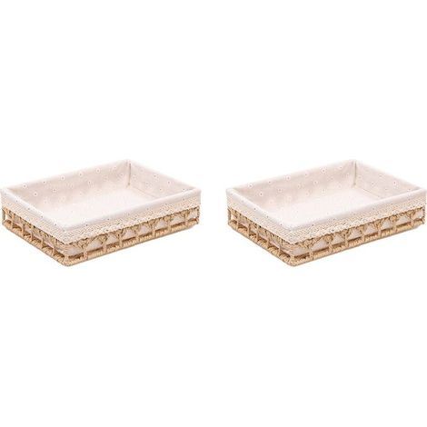 2 cestas de almacenamiento de ratán, cesta tejida, cesta para fruta y pan, bandeja para guardar aperitivos, cesta de picnic, color caqui