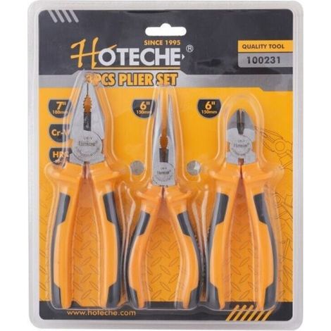 Set 3 Pinze di Precisione Diagonale Becchi Lunghi Universale Cromo Vanadio