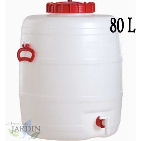 Graf – Fût alimentaire 80 litres en polyéthylène – Robinet inclus – Matériau translucide pour contrôle niveau – Dimensions 48x63 cm