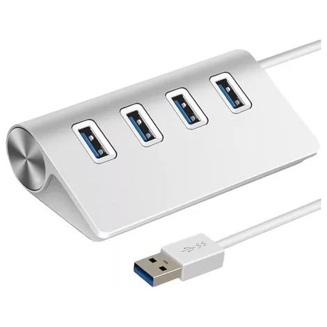 Hub USB 3.0 à 4 ports pour iMac ou PC, portable, argent (1/5)