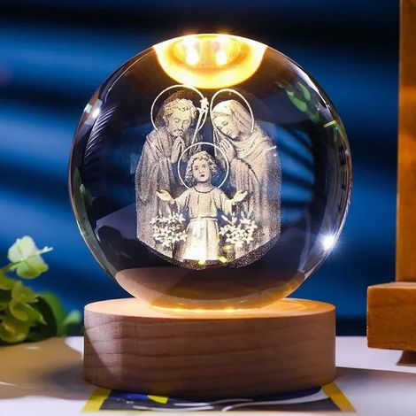 Veilleuse boule de cristal 3D, décoration intérieure