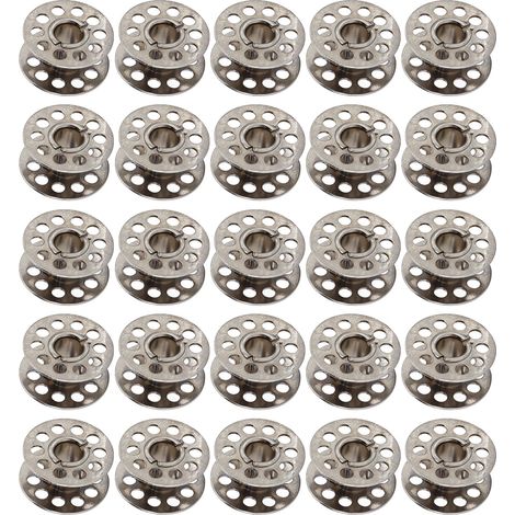 25 canettes pour machine à coudre, canettes à broder multifonctionnelles en acier inoxydable avec boîte de rangement
