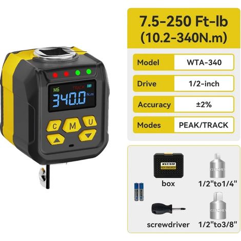 Drehmomentadapter, Digitalanzeige, vielseitige Kompatibilität, WTA-340 (1/2)