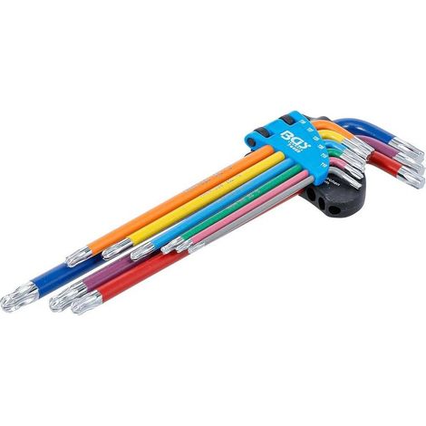 Jeu de Clés Allen Multicolore Extra Longues - Profil T Torx T10-T50 - 9 pcs Précises et Polyvalentes - D-Work