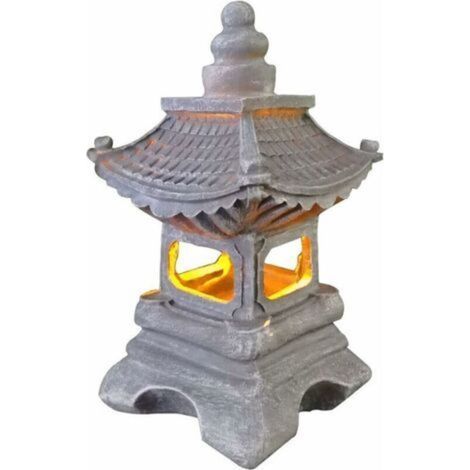 Lanterne Japonaise Exterieure Jardin, Solaire Exterieure Décoratifs Jardin Zen Statue Lanterne Pagode,Créatif Cadeau Vintage Artisanat,Solaire Lumières Décoration Lampe,17 34 cm (1/5)
